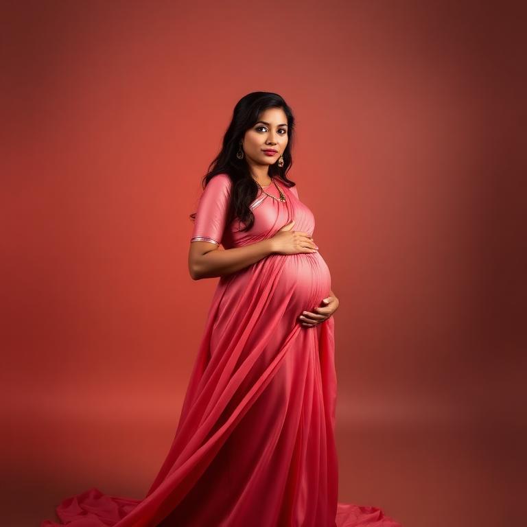 Maternity portrait of a Nepali mother-to-be photographed in the Bhaktapur studio